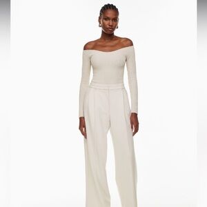 NWOT Babaton Sculpt Knit Eloquence Longsleeve Top In Matte Pearl Size S